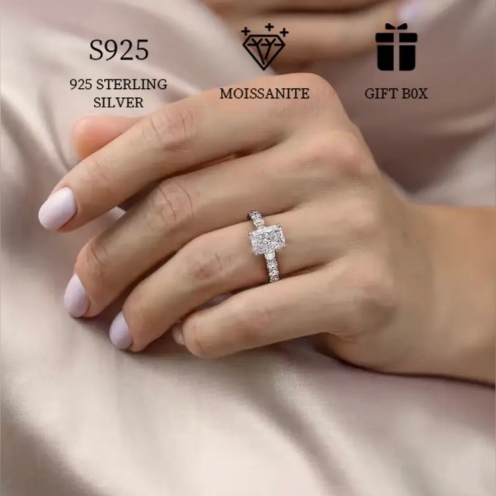 Rose Gold, 2 Carat Moissanite Ring with Pavé Accents | Size 7 - Picture 5 of 6